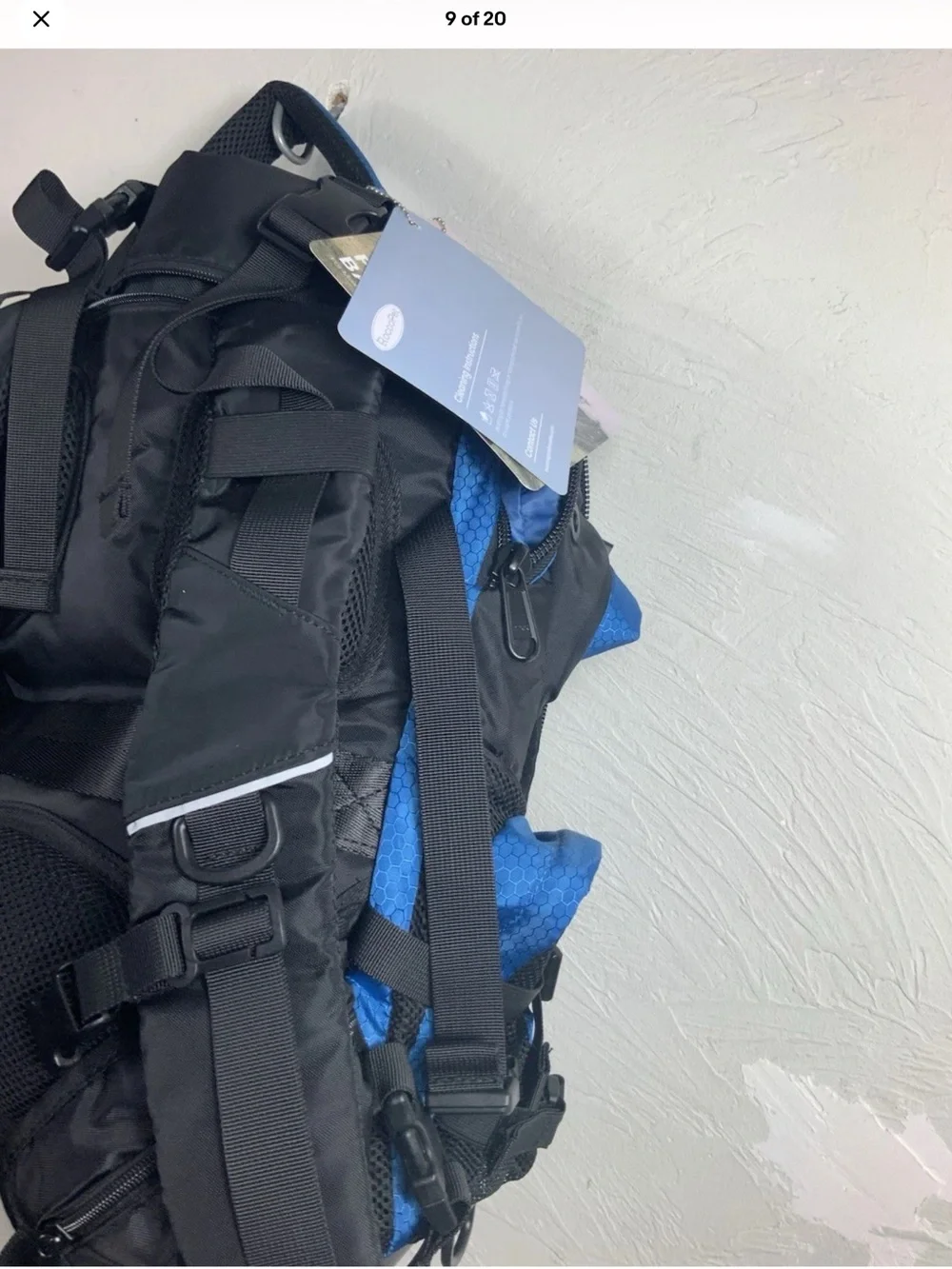 RoccoPet Pet Carrier Backpack Blue Black Hiking Travel Dog Cat Bag NWT Goggles⁠